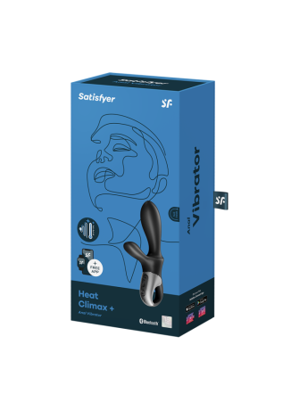 Vibromasseur rabbit noir USB, chauffant et connecté Heat Climax+  Satisfyer - CC597791